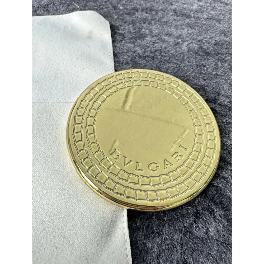 BVLGARI Le Gemme Kobra Gold Pocket Hand Purse Makeup Mirror in Case